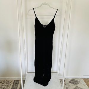Express Crochet V-Neck Midi Sweater Dress